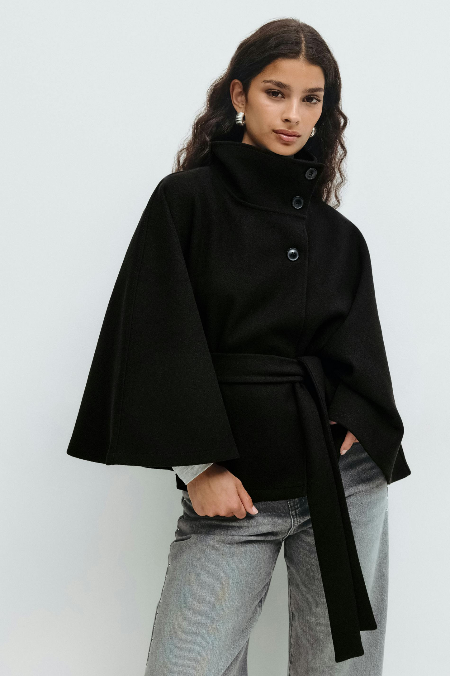 Get 60% off Belted Cape Jacket today only 🧥✨