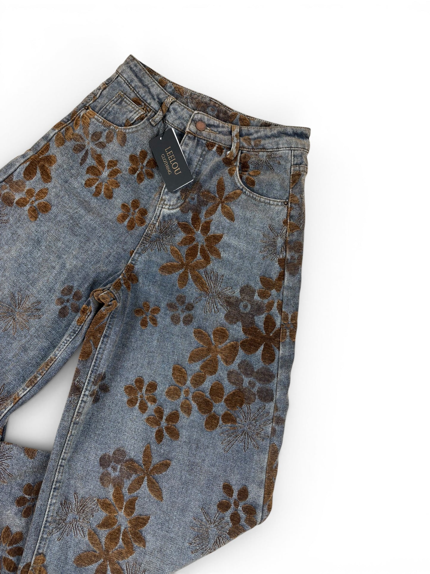 Flower Pattern Baggy Jeans