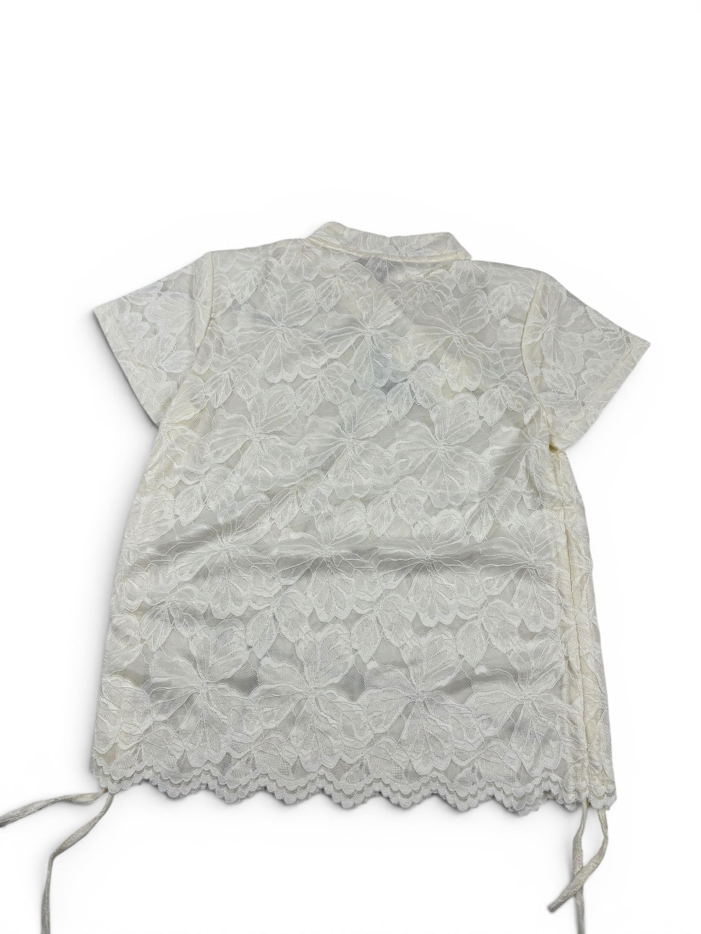Lace Floral Pearl Button Top