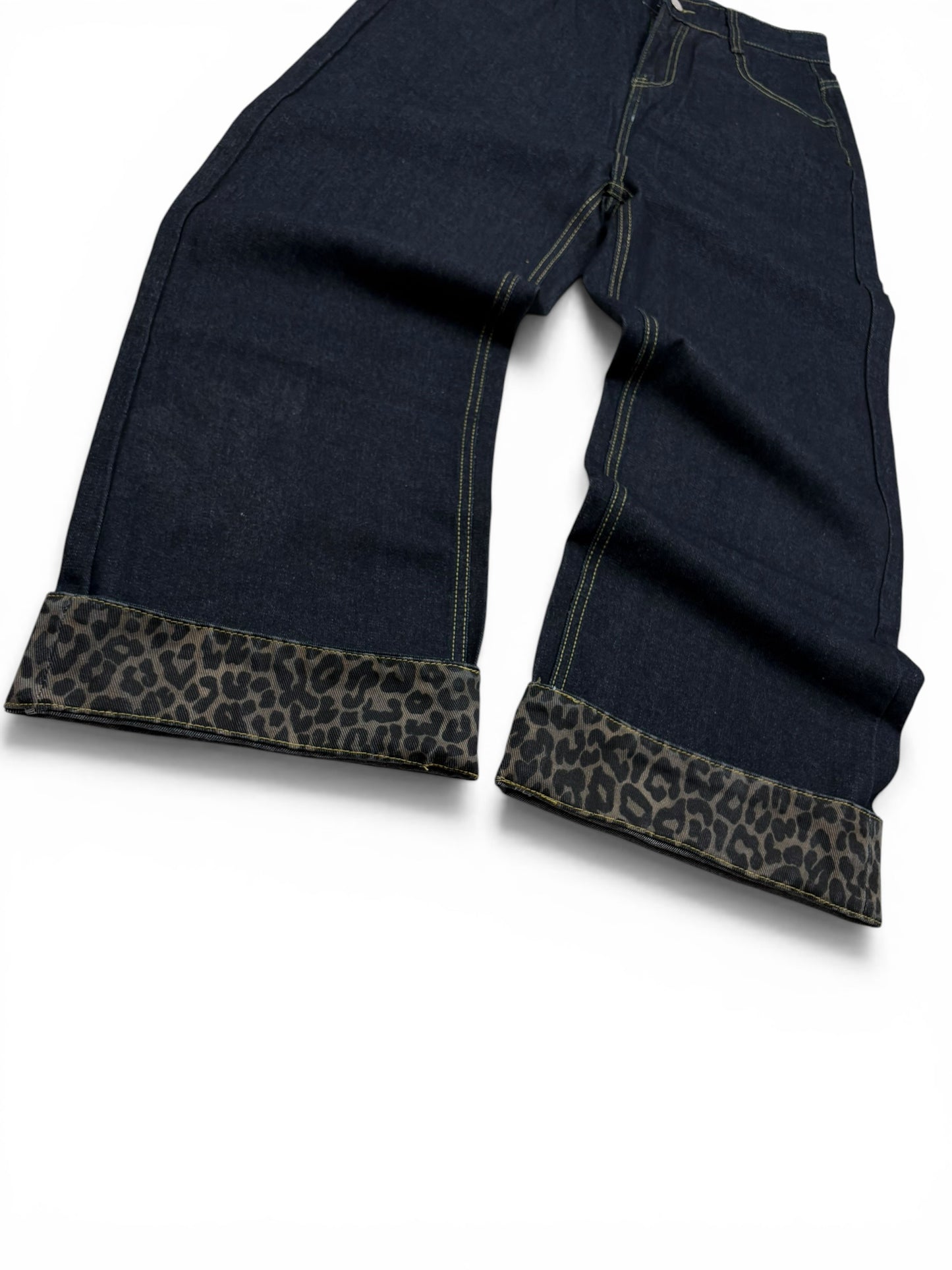 Baggy Leopard Detail Jeans