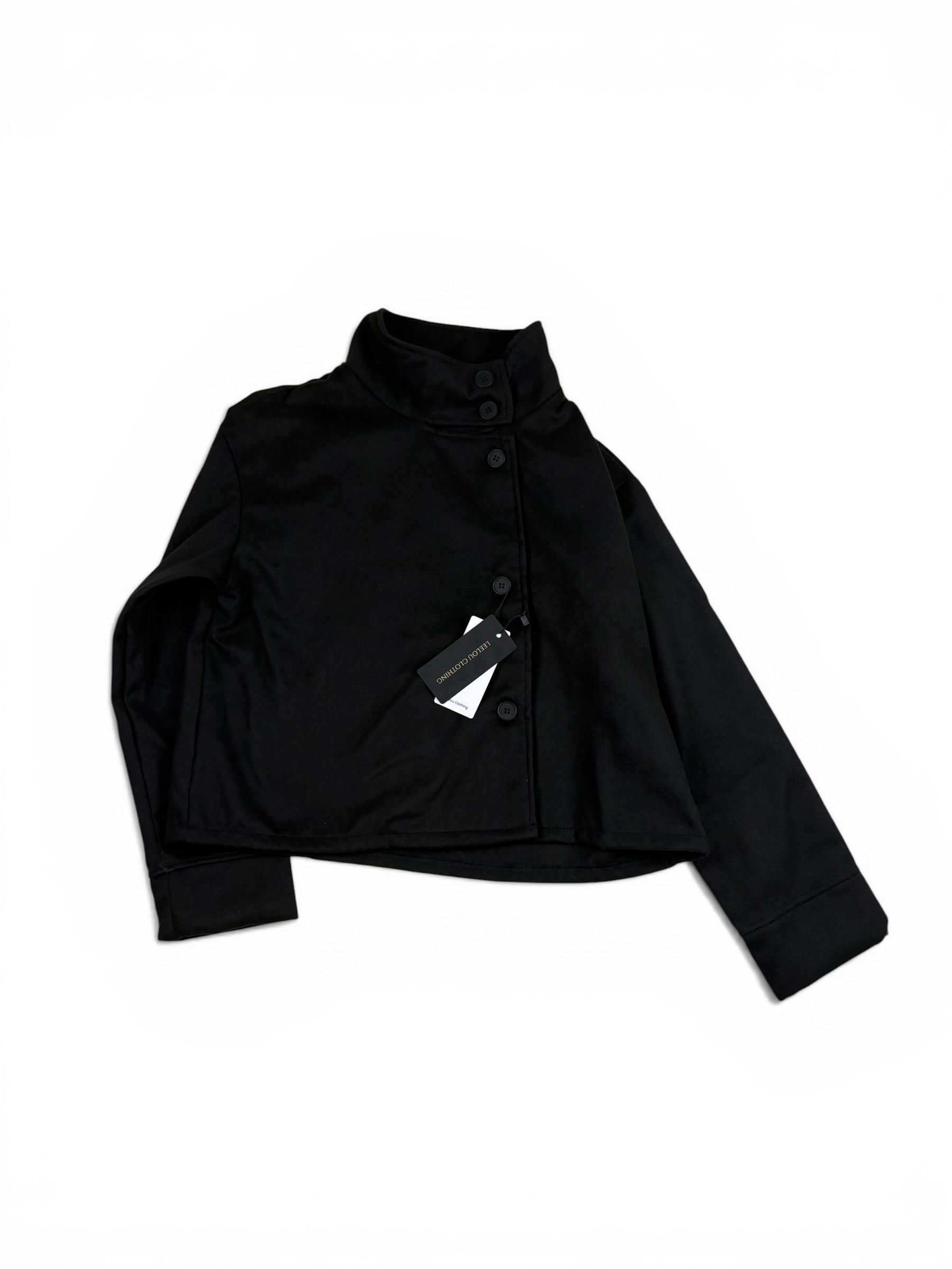 Button Mock Neck Cropped Top