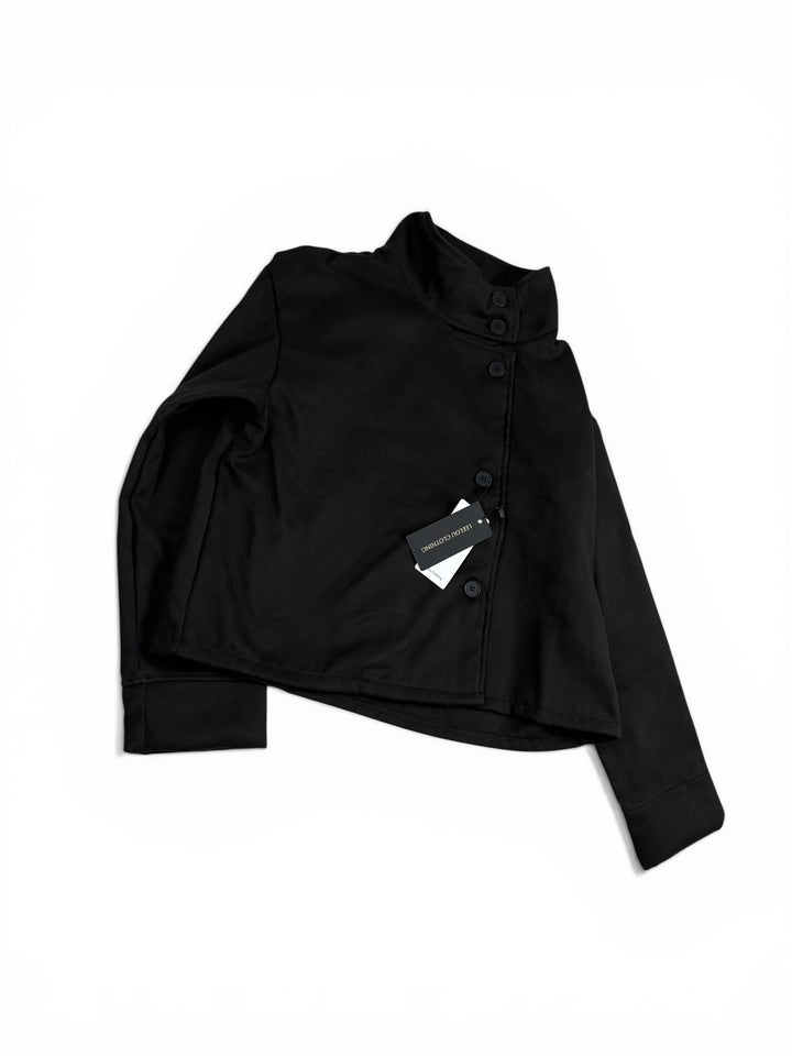 Button Mock Neck Cropped Top