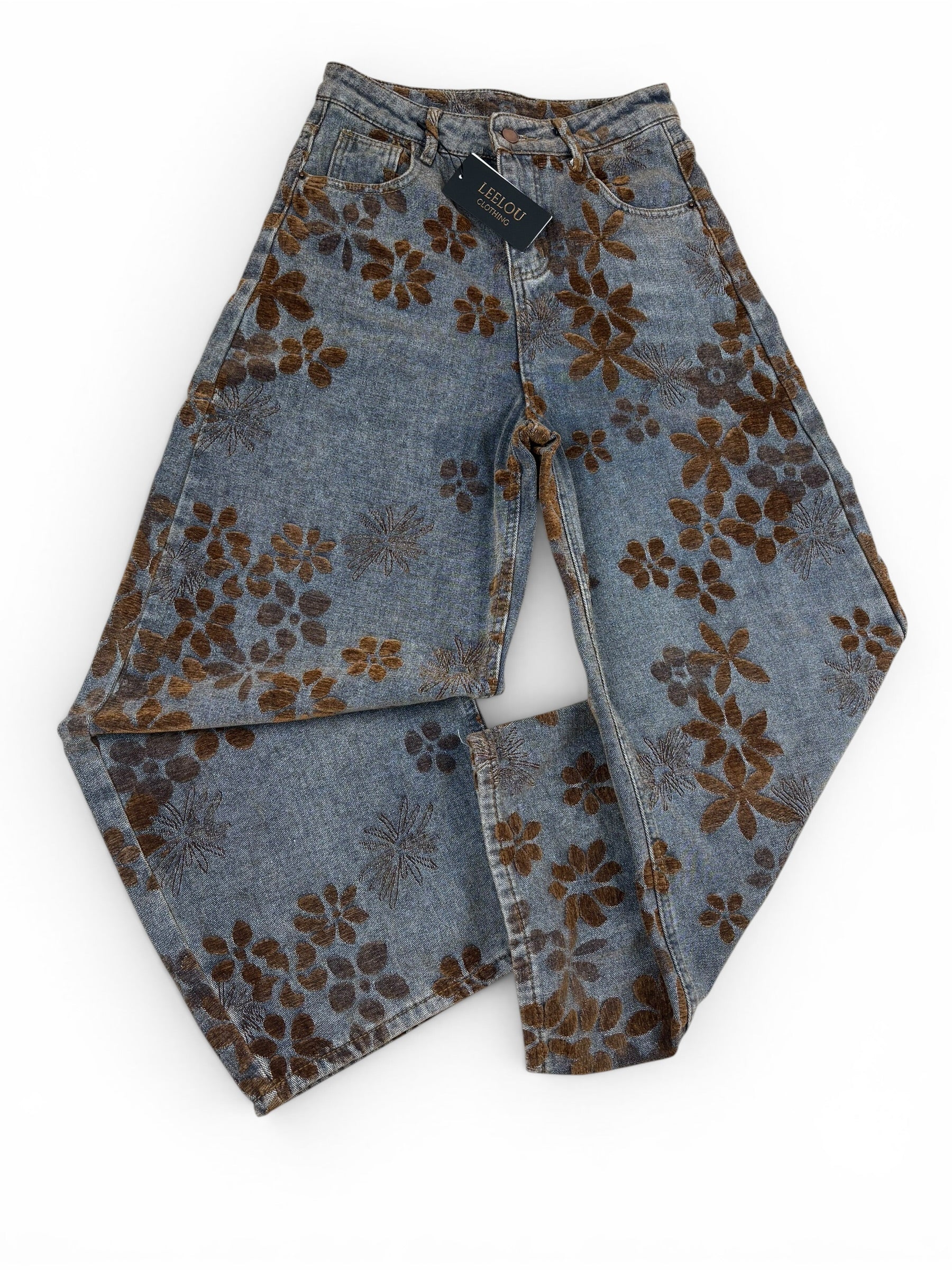 Flower Pattern Baggy Jeans