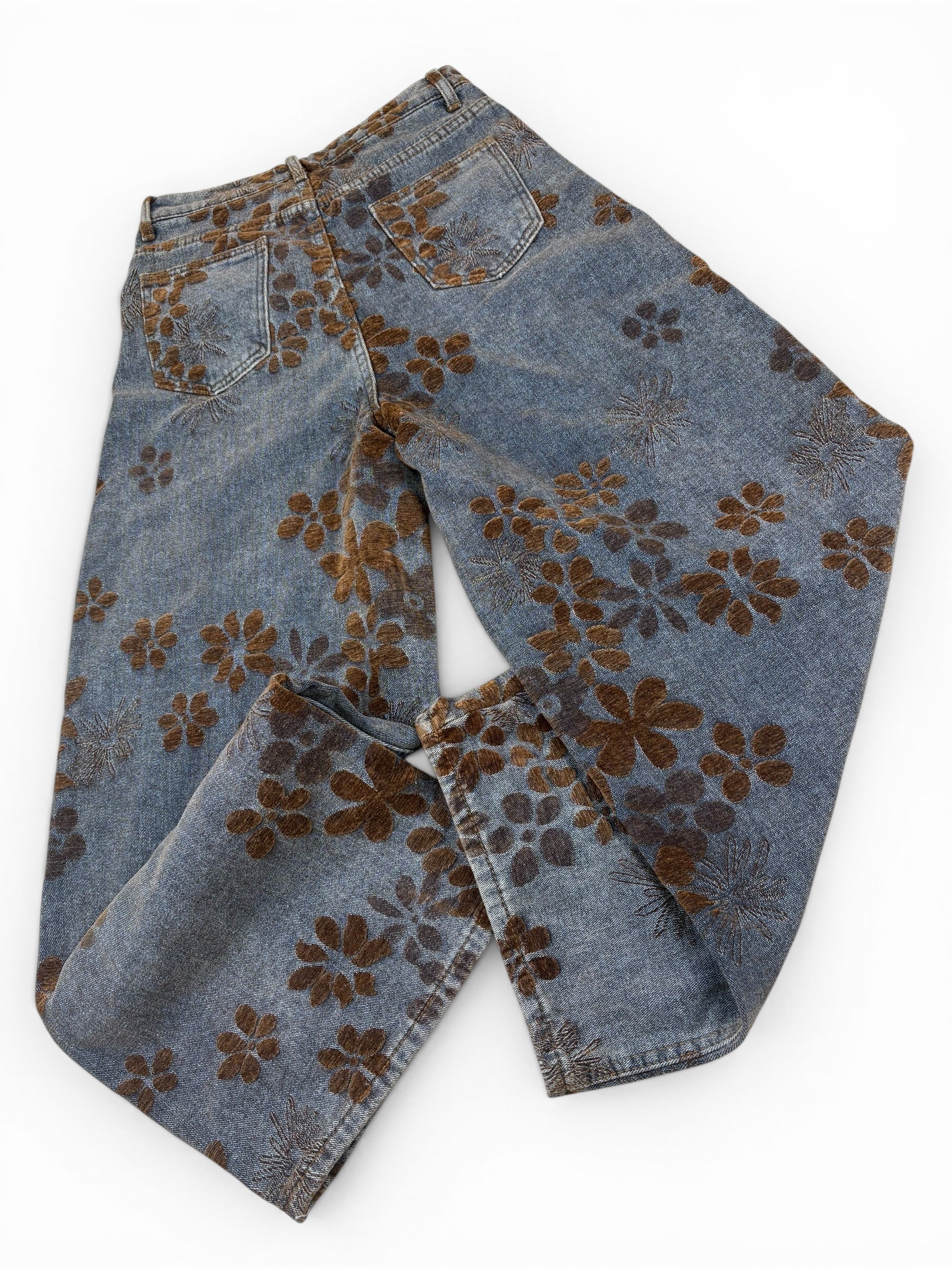 Flower Pattern Baggy Jeans
