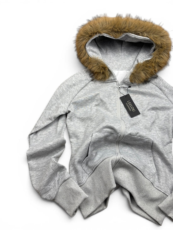 Fur Hood Zip Up Hoodie