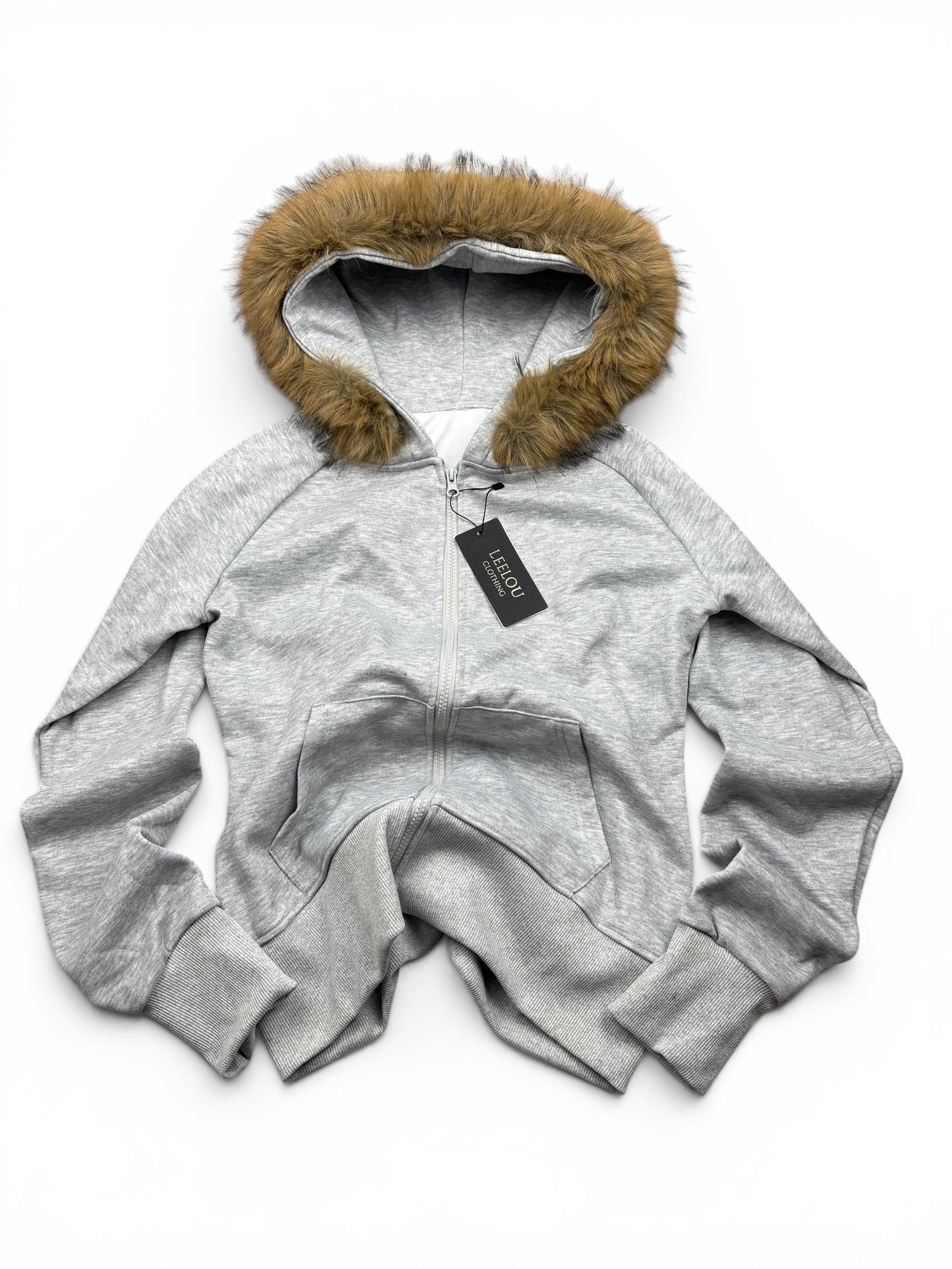 Fur Hood Zip Up Hoodie