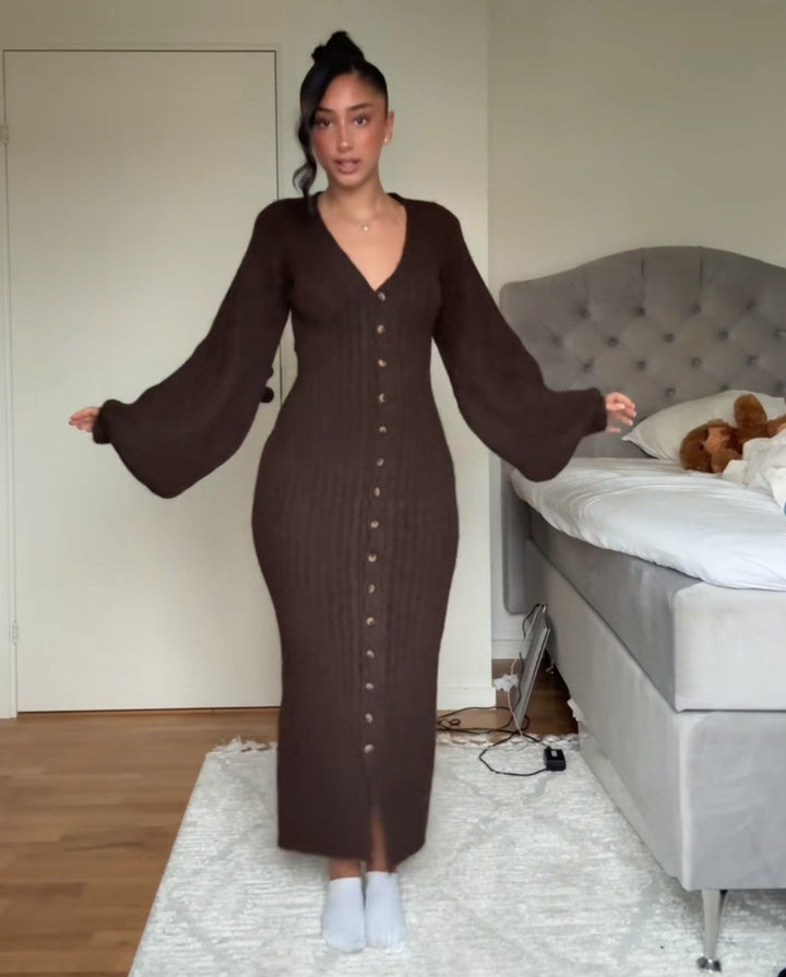 Get 60% off Button Knit Dress today only 🤎