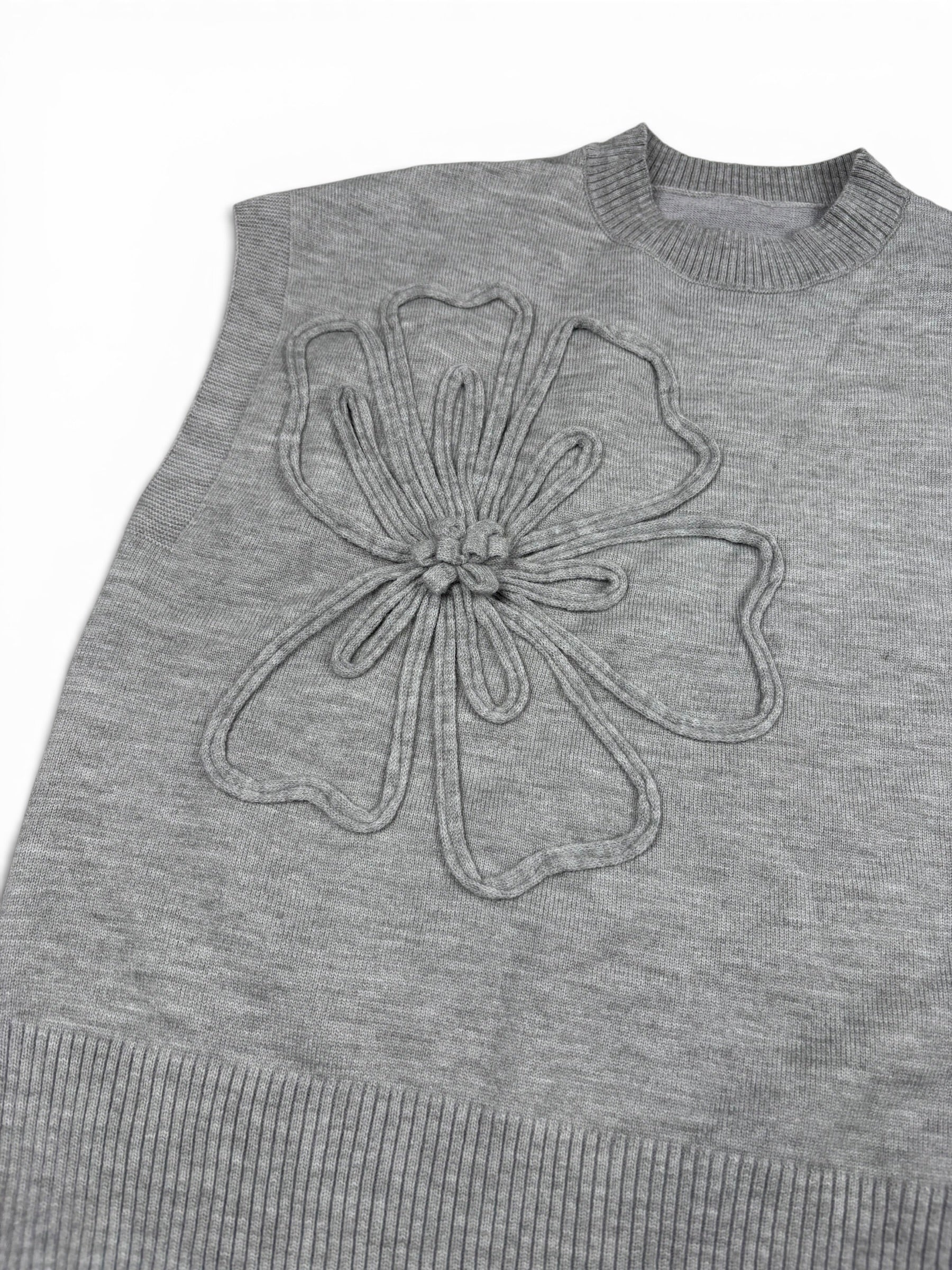 Flower Relief Knit Top