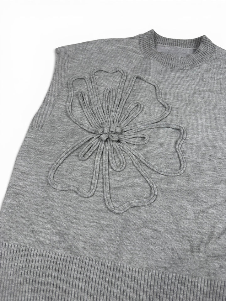 Flower Relief Knit Top