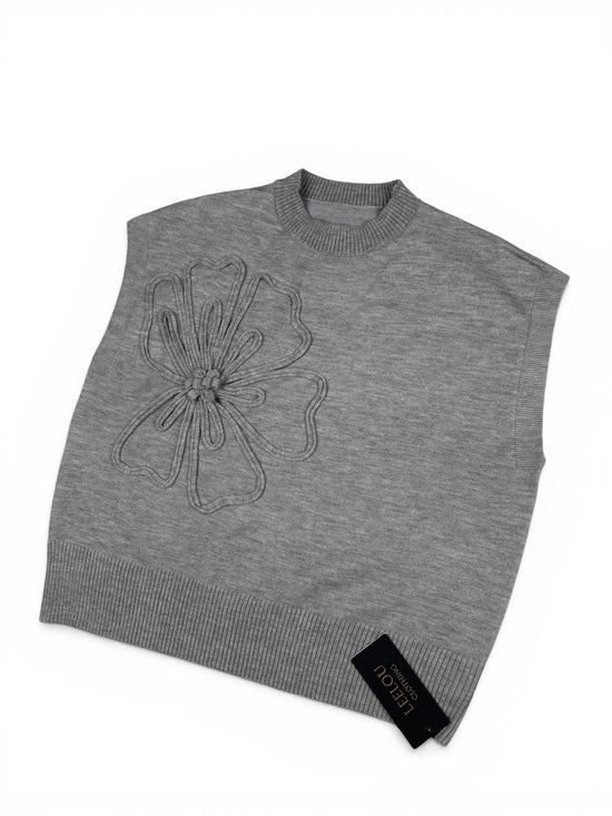 Flower Relief Knit Top