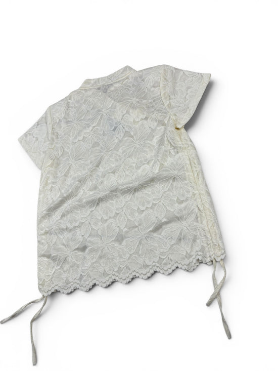 Lace Floral Pearl Button Top