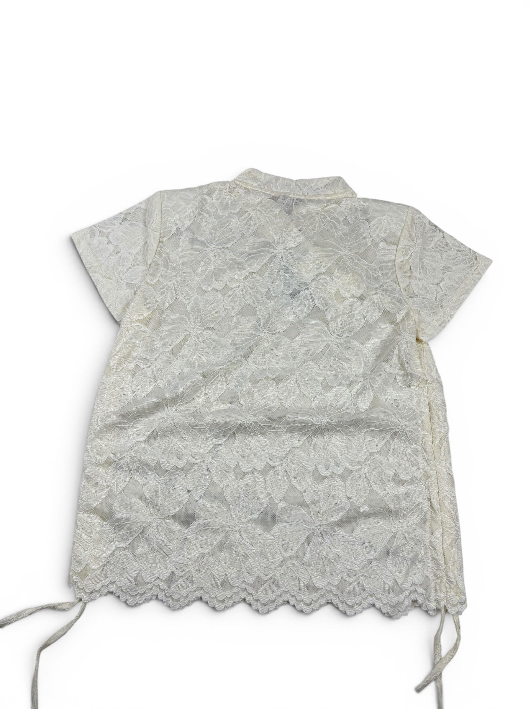Lace Floral Pearl Button Top