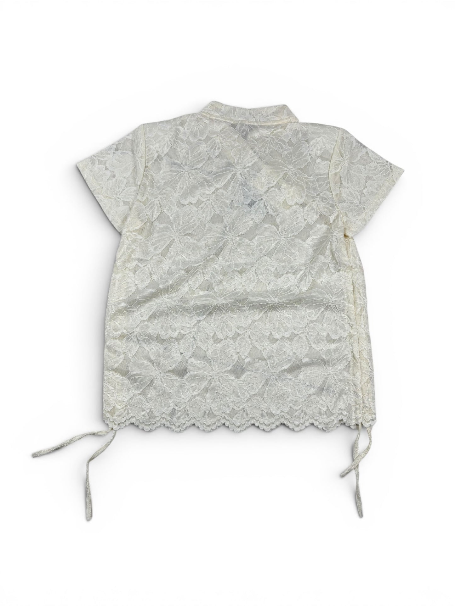 Lace Floral Pearl Button Top