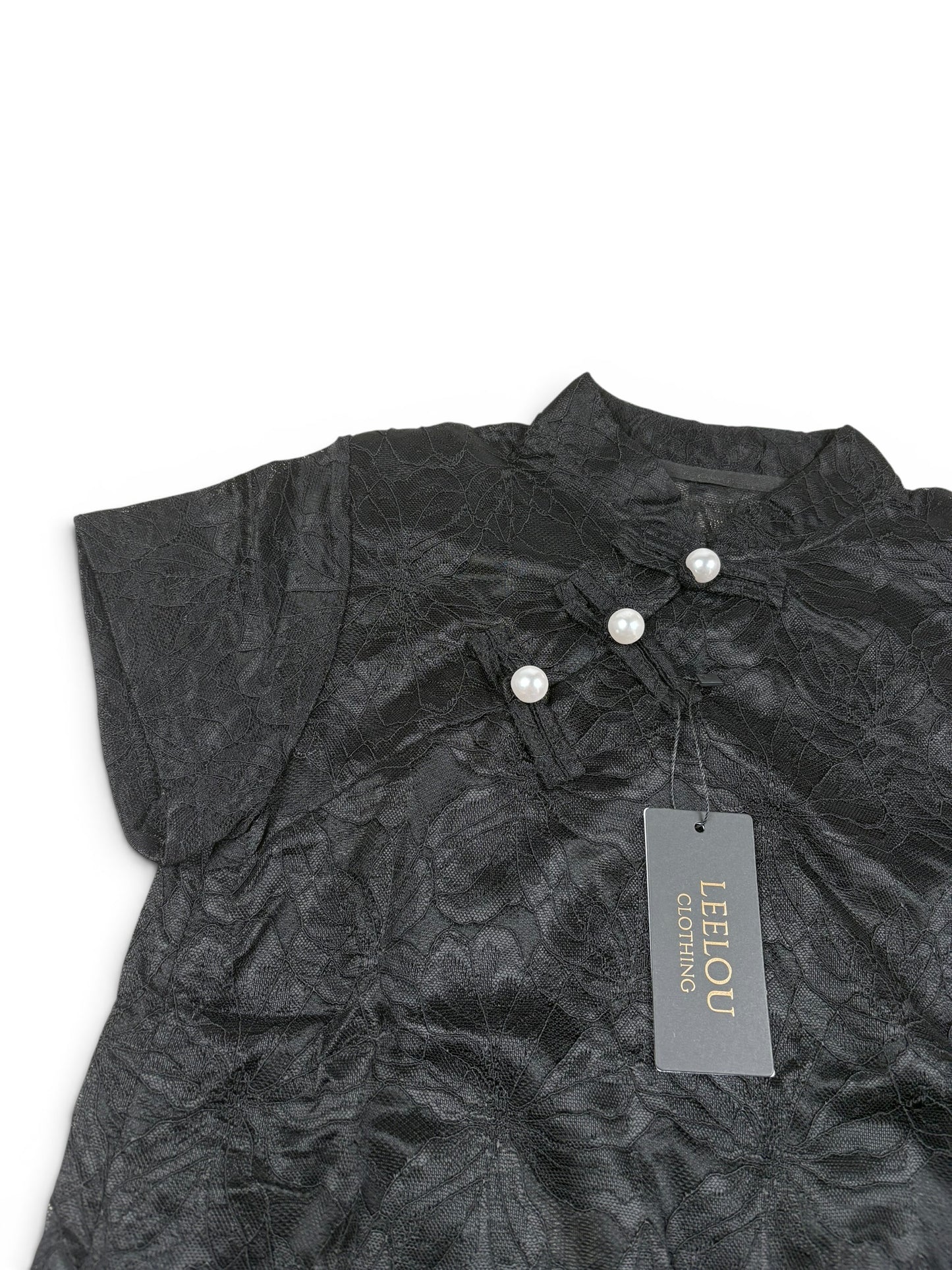 Lace Floral Pearl Button Top