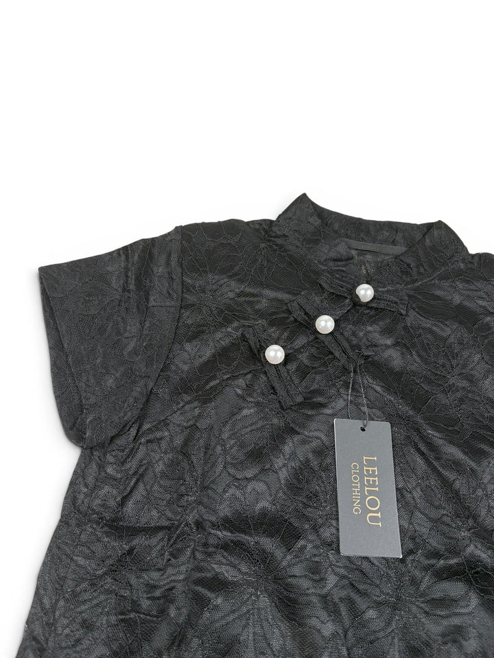 Lace Floral Pearl Button Top