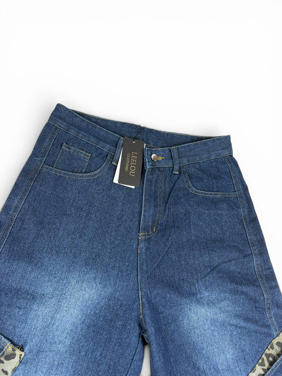 Leopard Patchwork Baggy Jeans