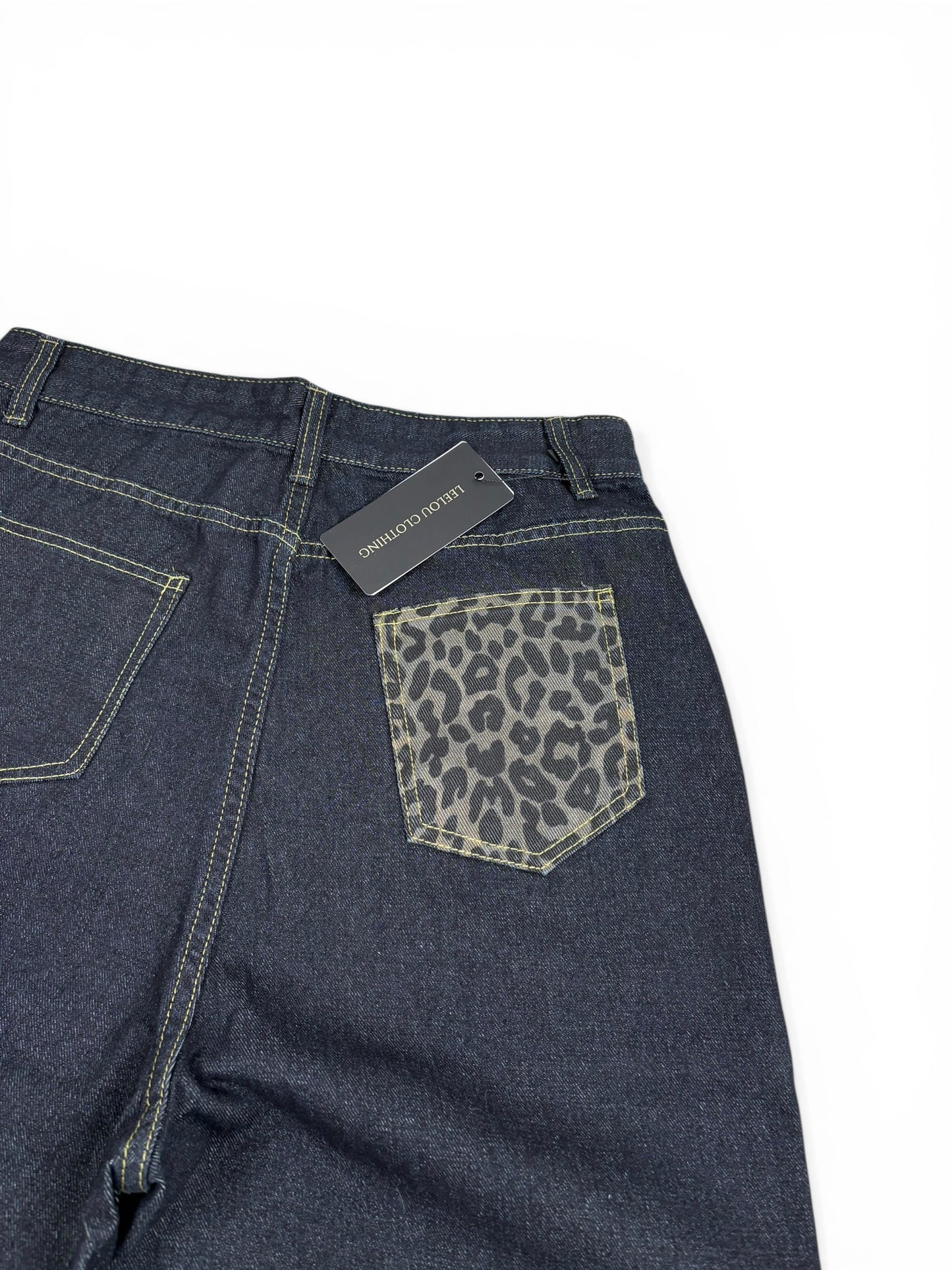 Baggy Leopard Detail Jeans