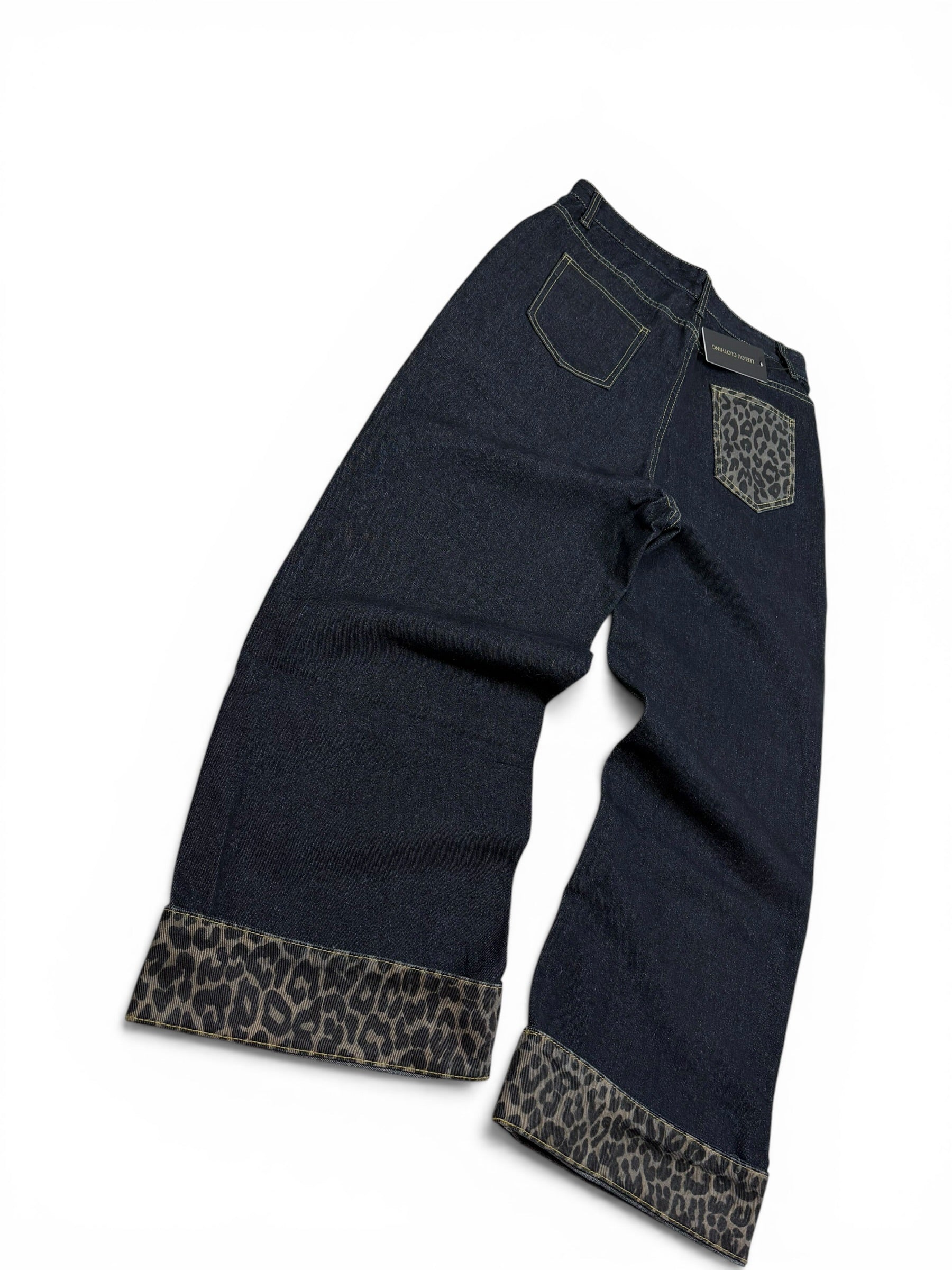 Baggy Leopard Detail Jeans