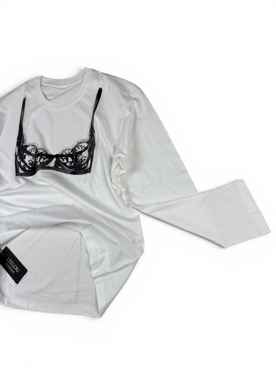 Printed Bra Illusion Long Sleeve Top
