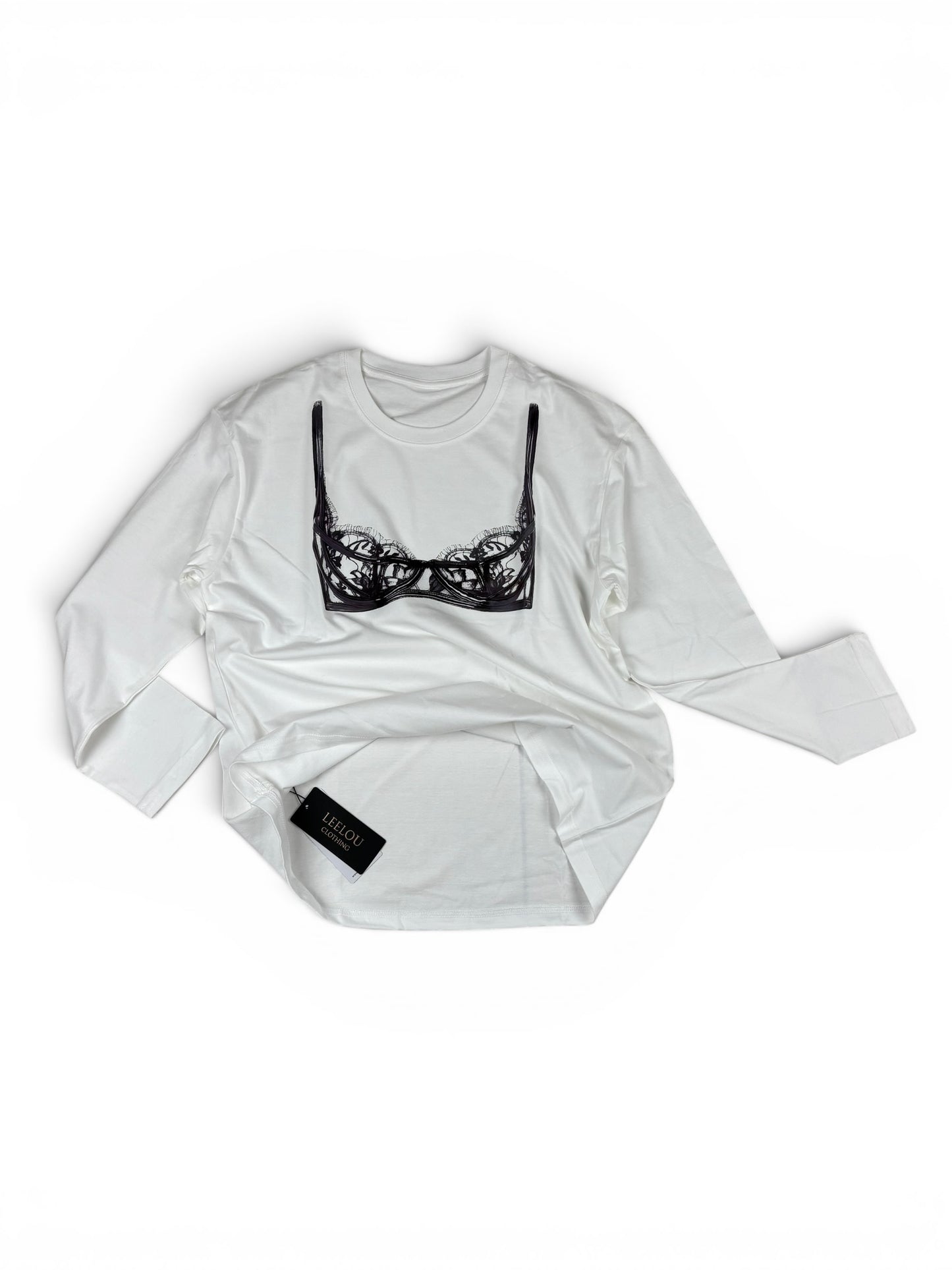 Printed Bra Illusion Long Sleeve Top
