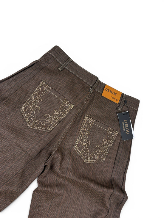 Vintage Brown Embroidery Jeans
