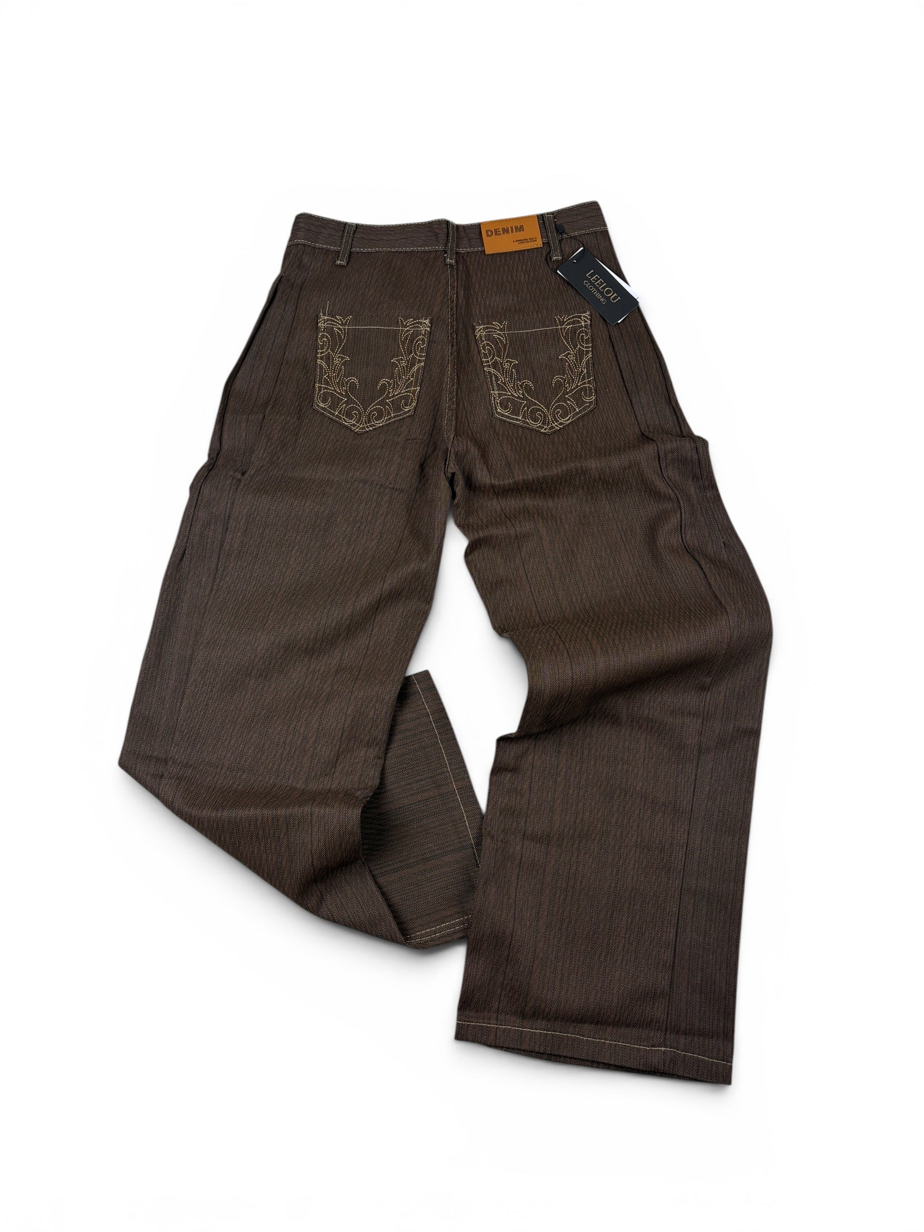 Vintage Brown Embroidery Jeans