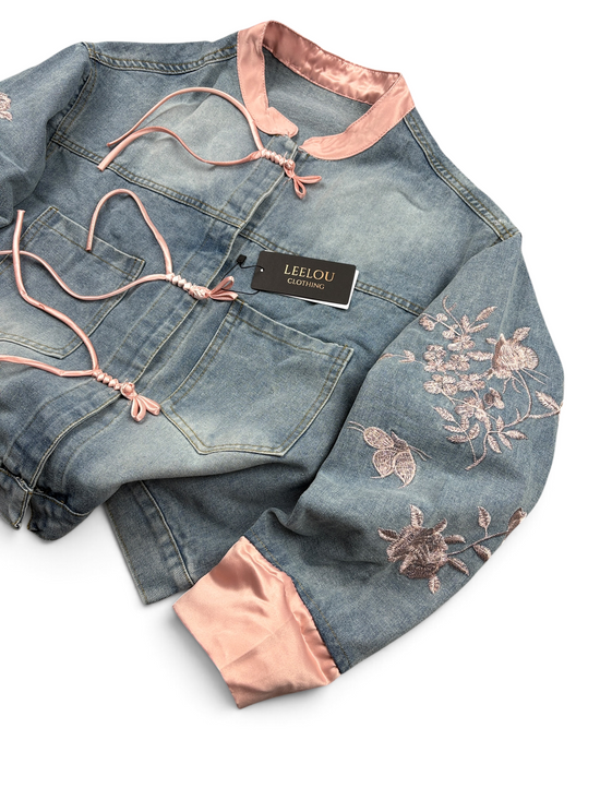 Pink Embroidered Jacket Asian Style 🎀