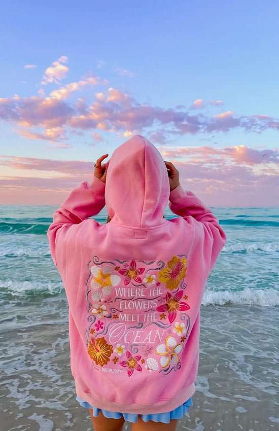 Profitez aujourd'hui seulement de 60 % de réduction sur le sweat à capuche « Là où les fleurs rencontrent l'océan » 🌸🌊